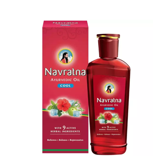New Navratna Ayurvedic Cool Hair Oil With 9 Active Herbal Ingredients Bottle Of 50 ml – image 1
