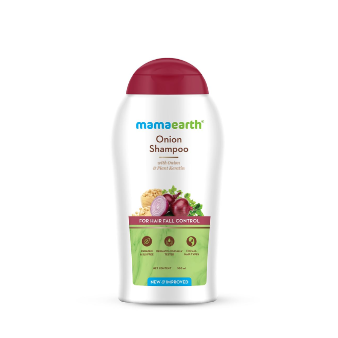  Mamaearth Onion Shampoo for Hair Fall Control & Hair Growth with Onion & Plant Keratin - 100 ml