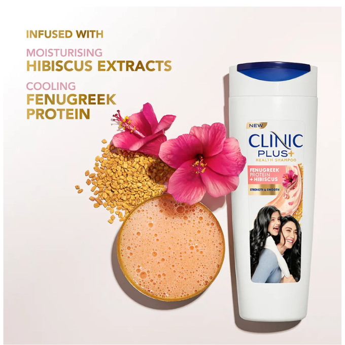 Clinic Plus Strength & Smooth Shampoo, Fenugreek Protein + Hibiscus – image 3