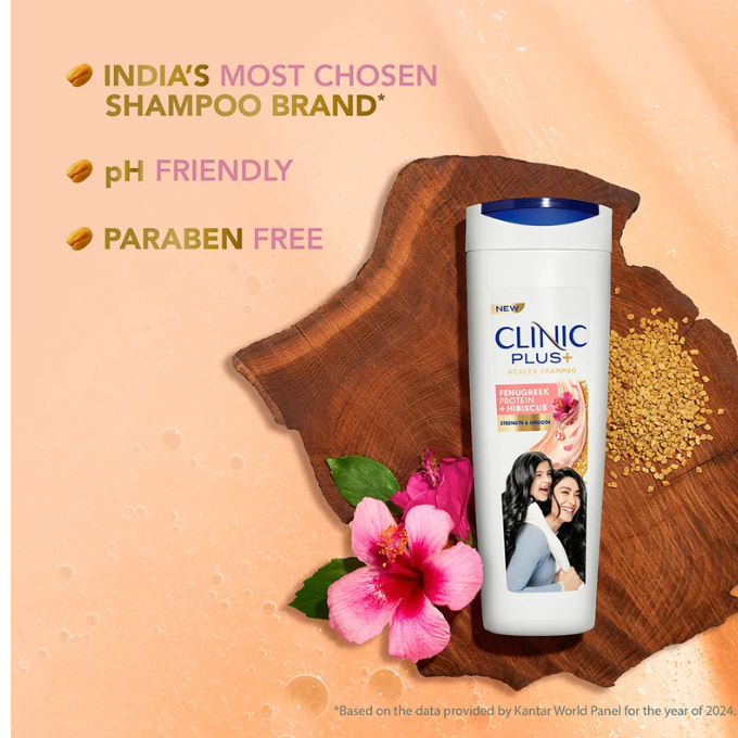 Clinic Plus Strength & Smooth Shampoo, Fenugreek Protein + Hibiscus – image 6