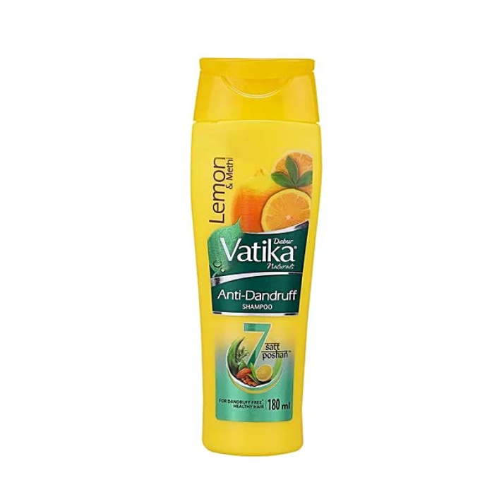 Dabur Vatika Lemon Anti-Dandruff Shampoo, Reduces Dandruff from 1st wash, 180 ml