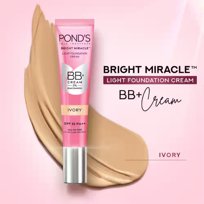  POND'S BB+ Cream, Instant Spot Coverage + Light Make-up Glow, Natural 