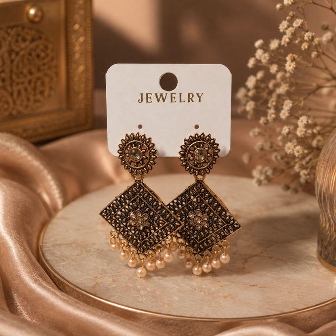 Earrings - Antique Pearl Charm Earrings – image 3