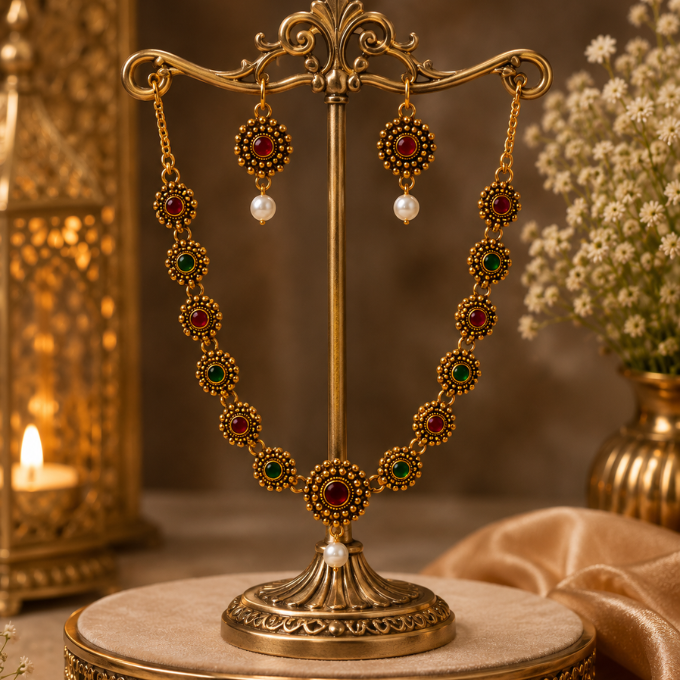 Necklace Set - Royal Heritage Ruby-Emerald Necklace Set