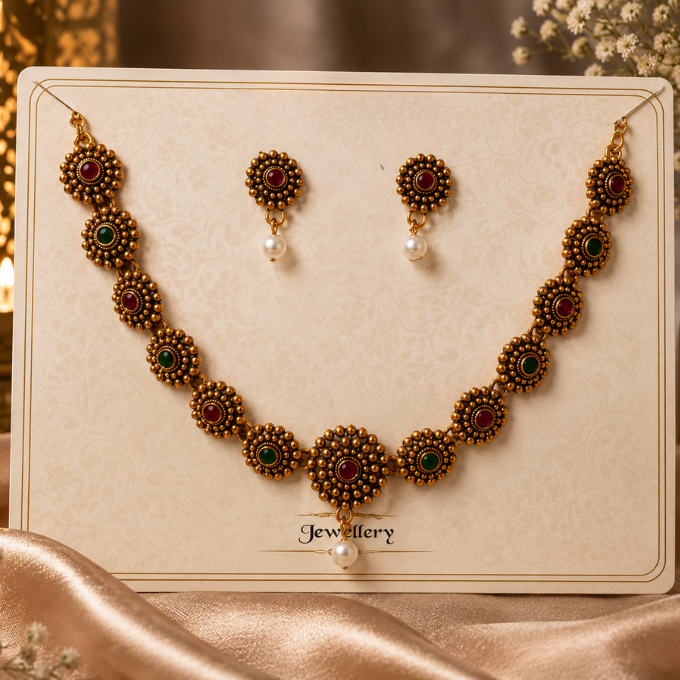 Necklace Set - Royal Heritage Ruby-Emerald Necklace Set – image 1