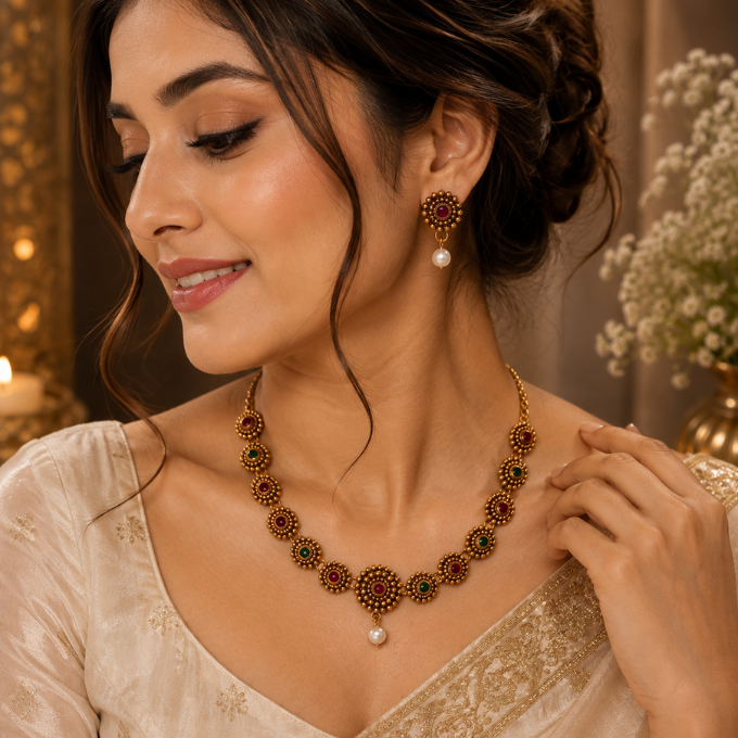 Necklace Set - Royal Heritage Ruby-Emerald Necklace Set – image 3