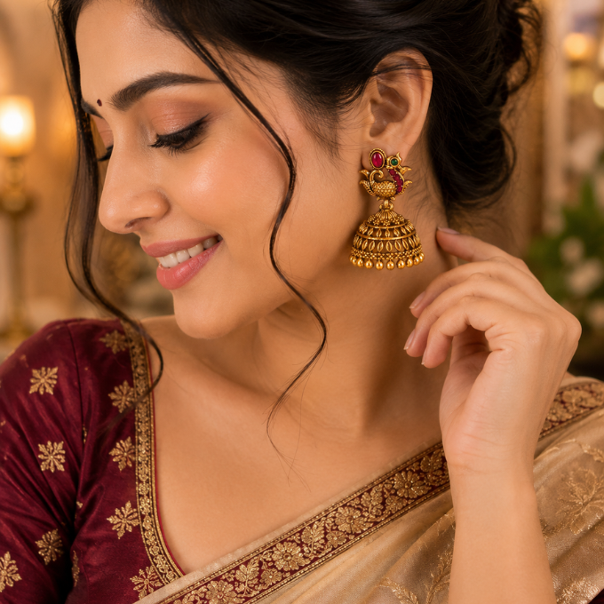 Jhumka (Earrings) - Peacock Royale Jhumka – image 2