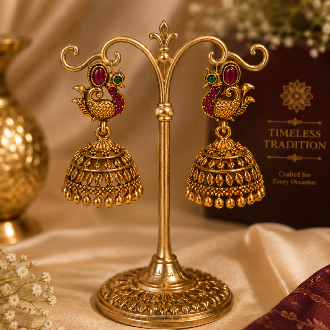 Jhumka (Earrings) - Peacock Royale Jhumka – image 3