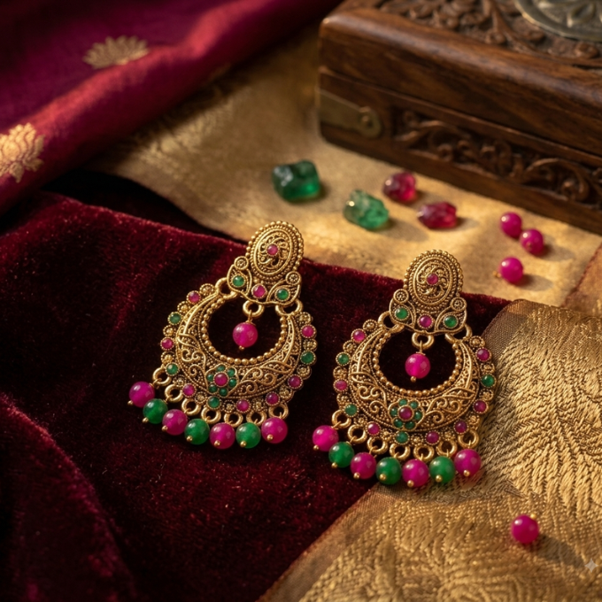 Earrings - Mayura Antique Chandbalis