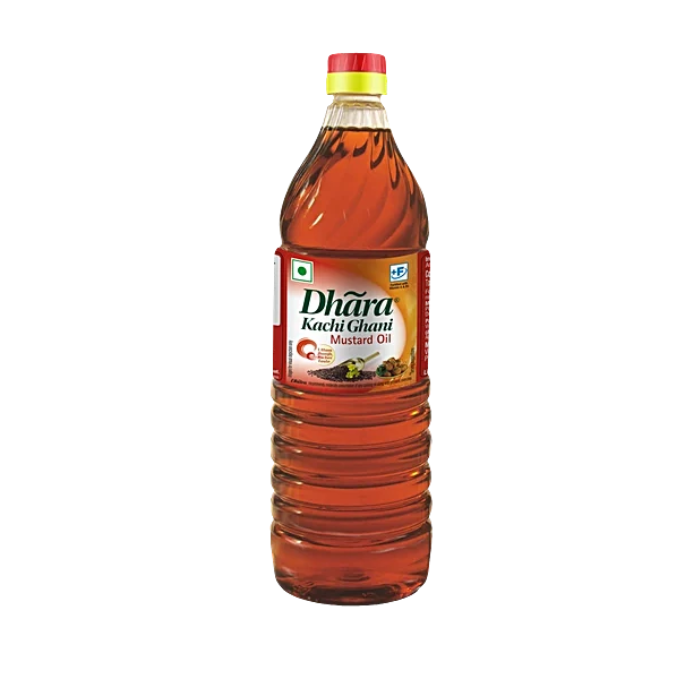 Dhara Kachi Ghani Mustard Oil, 1 L Bottle