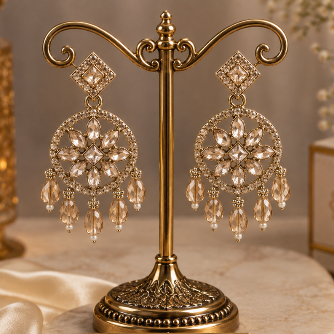 Earrings - Aarohi Crystal Chandelier – image 2