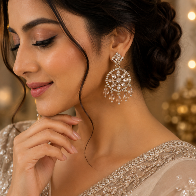 Earrings - Aarohi Crystal Chandelier – image 3