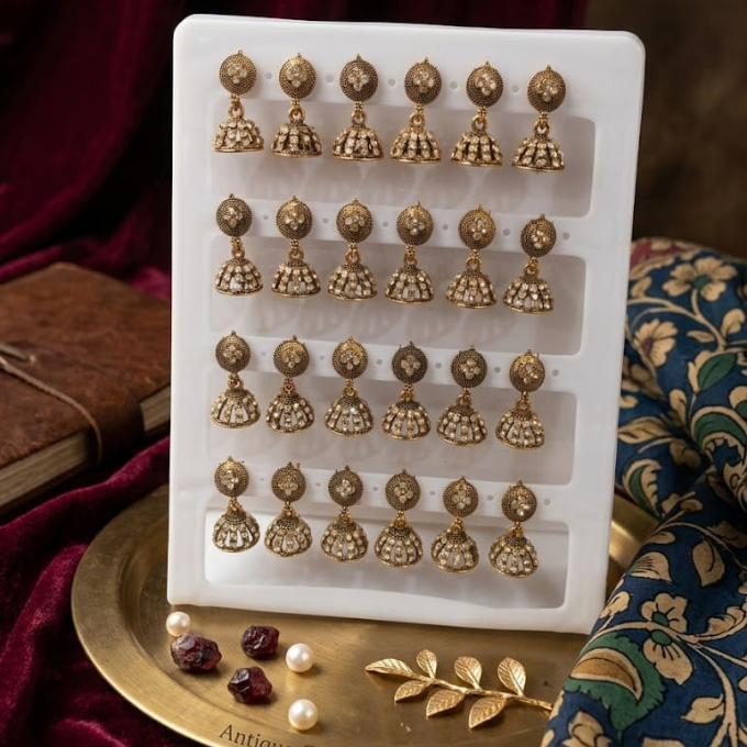 Jhumka (Earrings) - The Royal Kundan Miniature Jhumkas – image 1