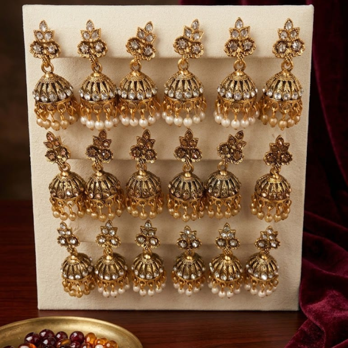 Jhumka (Earrings) - The Royal Leaflet Kundan Jhumkas