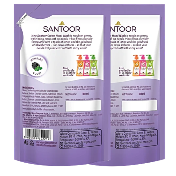 Santoor Creme Gentle Hand Wash 180 Ml (1+1) – image 4