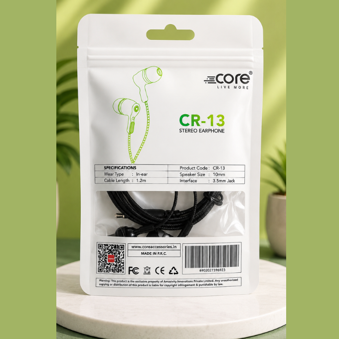 Earphone - Core CR-13 Powerful Bass Stereo Earphone – image 2