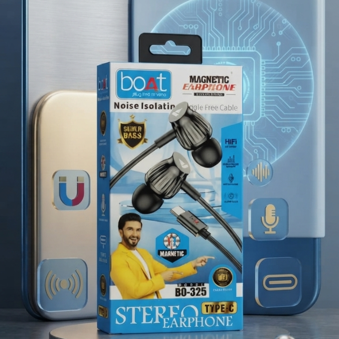 Earphone - boAt Magnetic Stereo Earphone BO-325 Type-C
