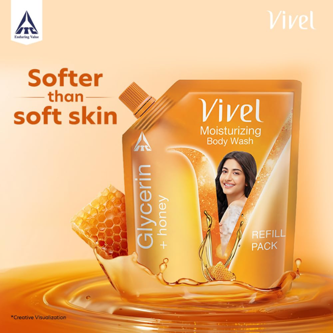 Vivel Moisturizing Body Wash – Glycerin + Honey (400 ml) Liquid Refill Pouch Pack, – image 3