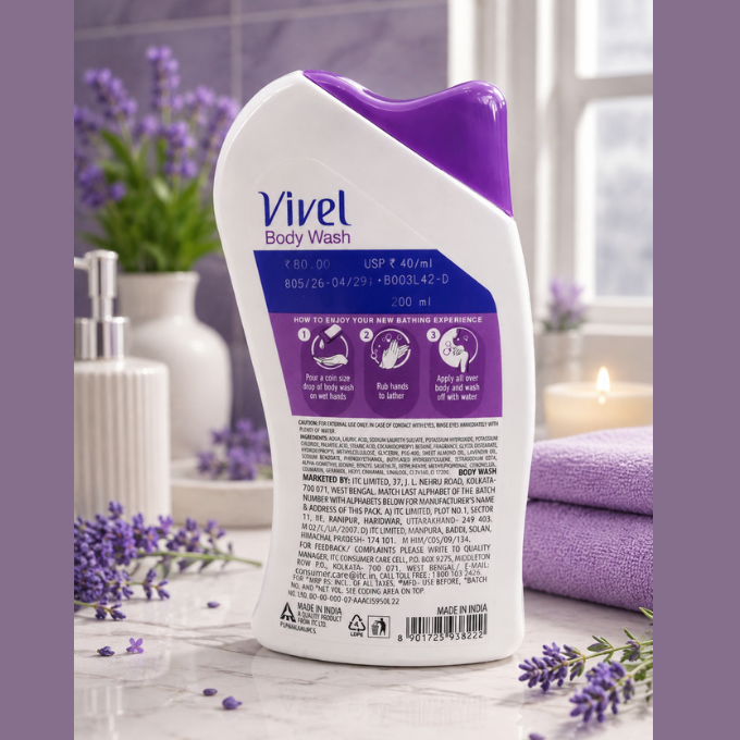 Vivel Fragrant Body Wash – Lavender + Almond Oil 200ml – image 2