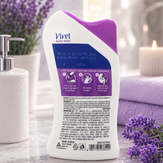 Vivel Fragrant Body Wash – Lavender + Almond Oil 100ml – image 2