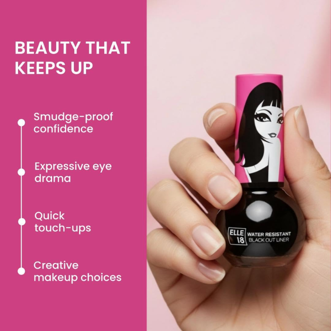 Elle 18 Water Resistant Black Out Eye Liner|| Black|| 5 ml – image 5
