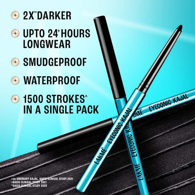 Lakme 9-5 Eyeconic Kajal, Deep Black, Smudgeproof and Waterproof that lasts upto 24H,  – image 4