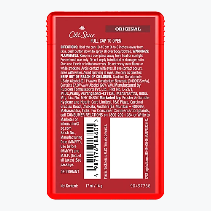 Old Spice Original Deodorant Body Spray - No Gas, 17 ml  – image 2