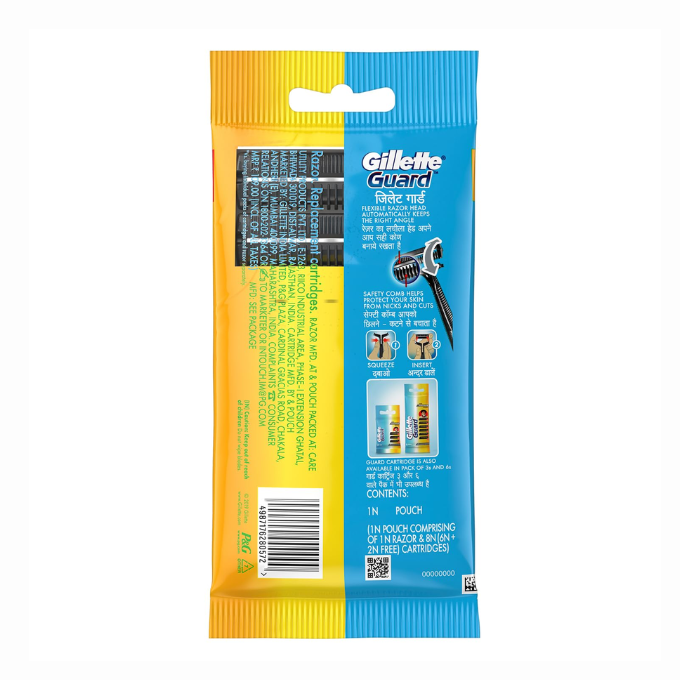 Gillette Men Guard Manual Shaving Razor Blades - 8 Cartridges 1 Razor – image 3
