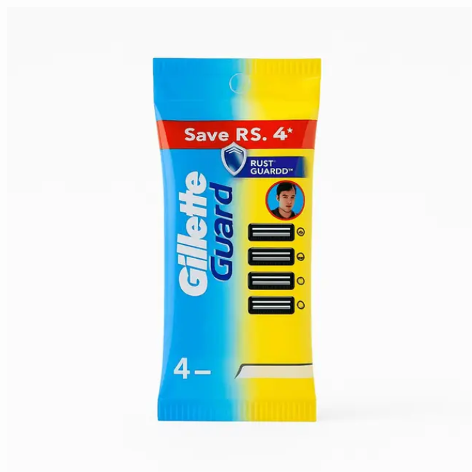 Gillette Men Guard Manual Shaving Razor Blades - 4 Count Cartridges – image 1