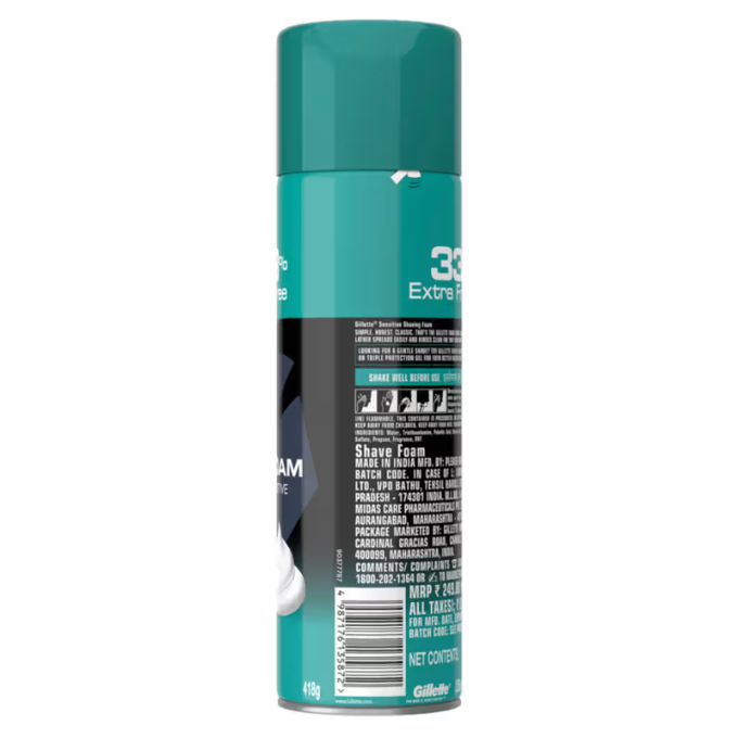 Gillette Classic Sensitive Shave Foam – 418g (33% Extra) – image 5