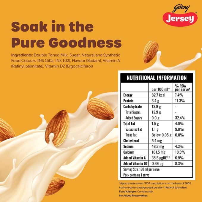 Godrej Jersey Badam Milk,175ml – image 4