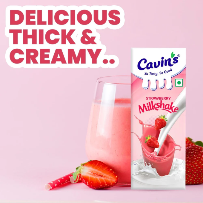 Cavins Strawberry Milkshake 180ml – image 2