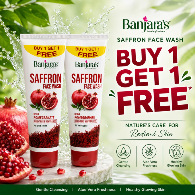 Banjaras SAFFRON FACE WASH WITH POMERANATE (100 ml) Buy 1 Get 1 Free
