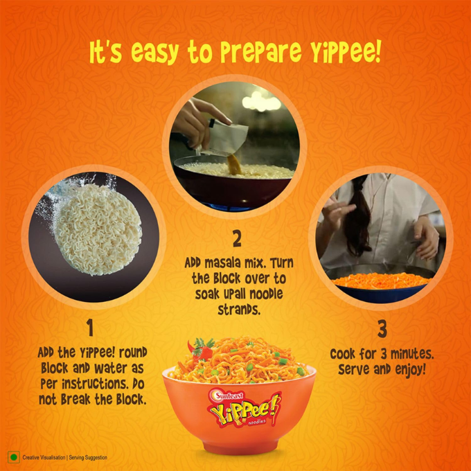 Sunfeast YiPPee! Magic Masala, Long, Non-Sticky Instant Noodles | 8 in 1 Pack 480g/560g – image 3