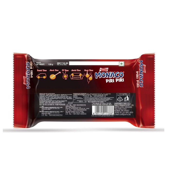 PARLE Monaco Piri Piri Salted Biscuit (120 g) – image 2