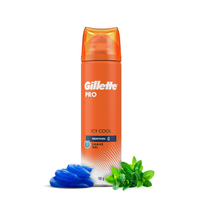 Gillette PRO SHAVING GEL ICY COOL WITH MENTHOL-195gram, 