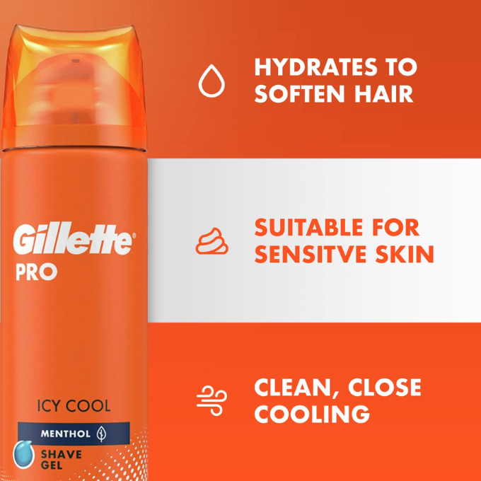 Gillette PRO SHAVING GEL ICY COOL WITH MENTHOL-195gram,  – image 4