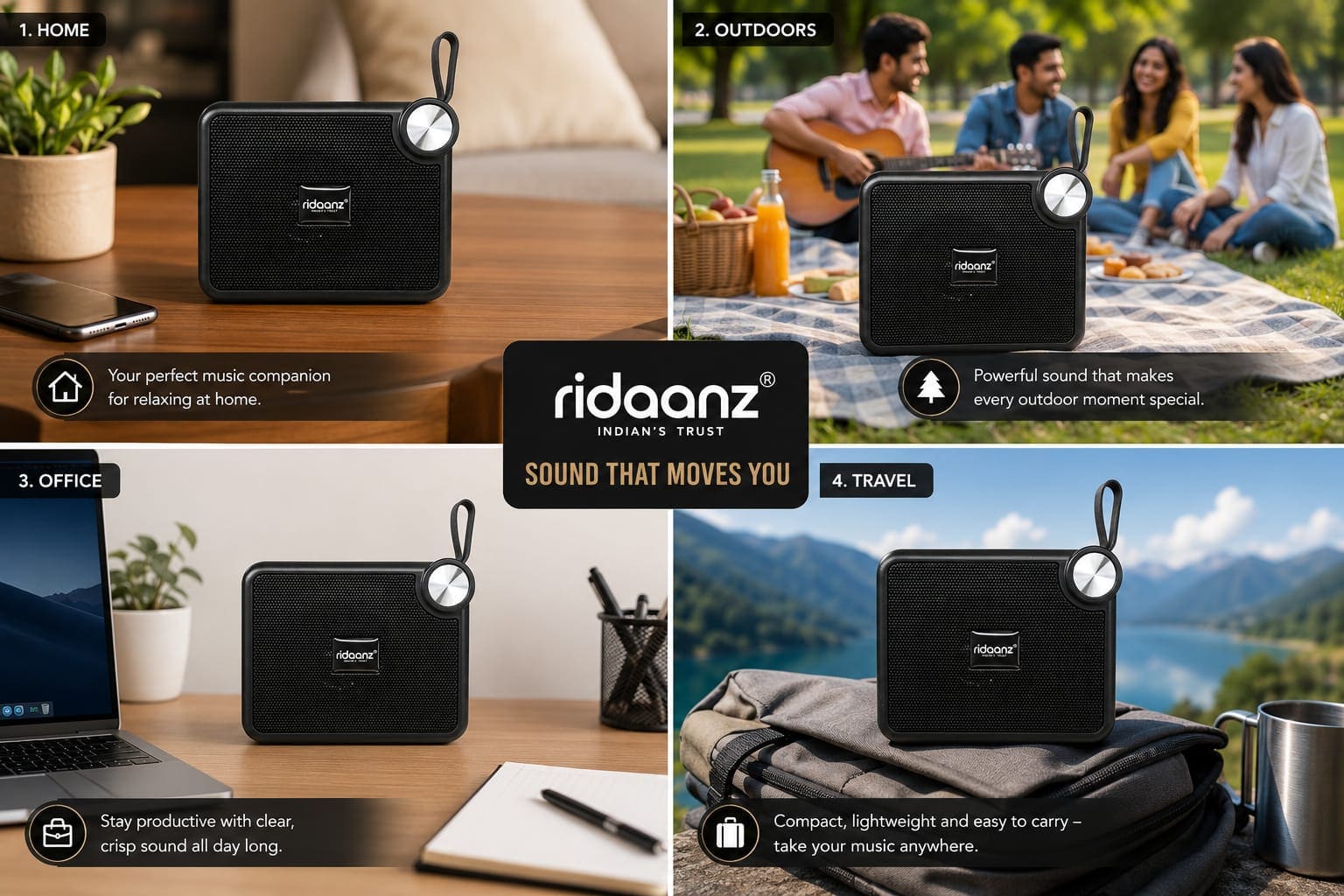 Ridaanz Portable Wireless Bluetooth Speaker with Carry Loop – image 2