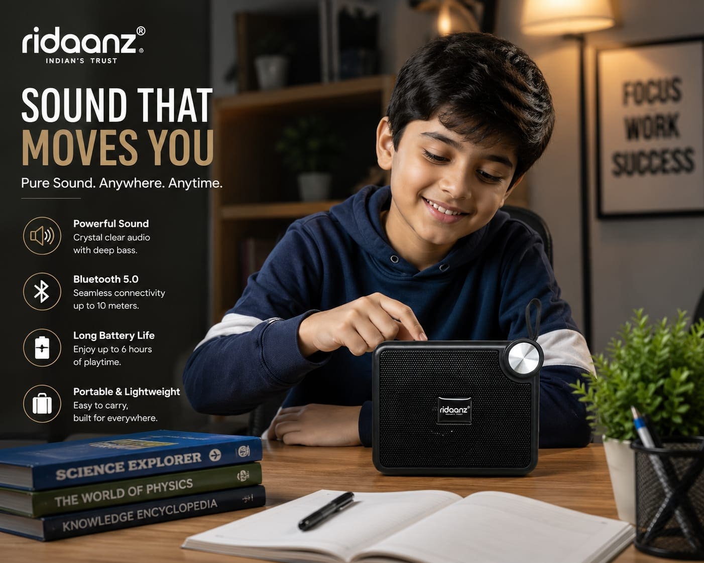 Ridaanz Portable Wireless Bluetooth Speaker with Carry Loop – image 4