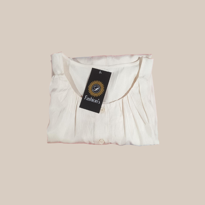 Premium Soft Fabric Cream Buttoned Top |Korean & Chinese crop top | XL | soft silk material | – image 3