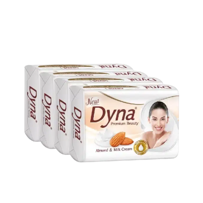 Dyna Milk Cream & Almond Oil Extracts Bathing Soap 100gm x 5 – image 1