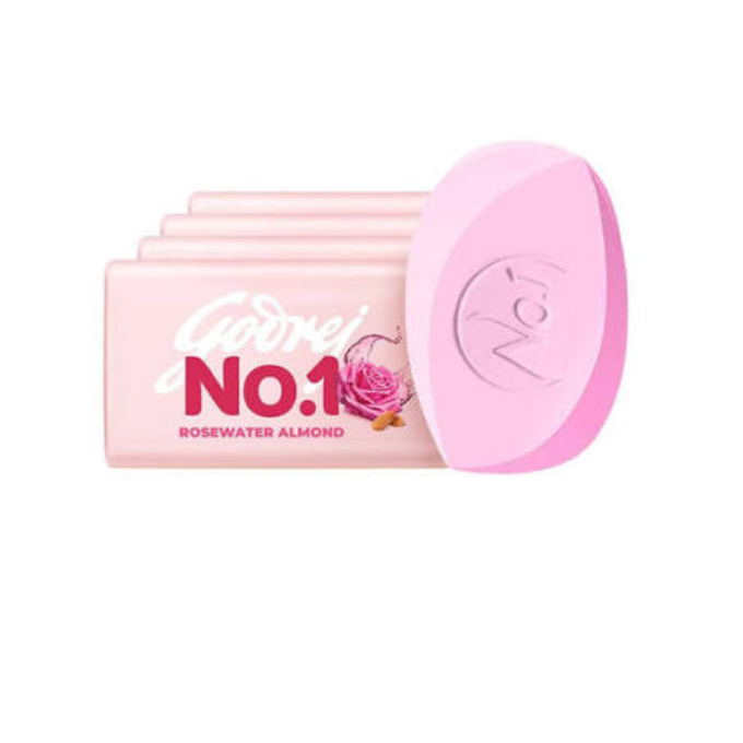 Godrej No.1 Rosewater & Almonds Soap 4x100 g