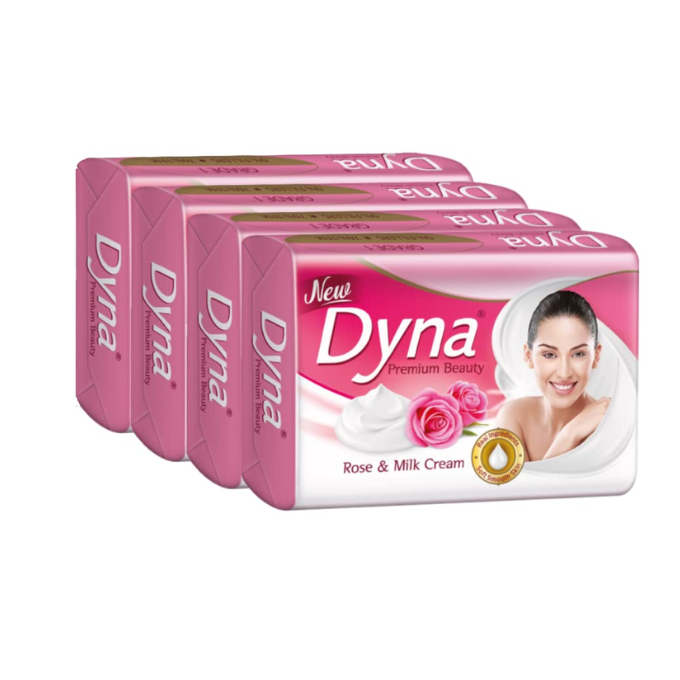 Dyna Premium Rose & Milk Cream Soap 125gm x 4 – image 1