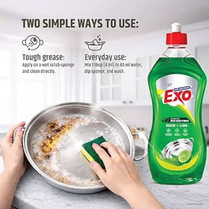 Exo Anti-bacterial Liquid dishwash gel infused with neem and lime 750 ml – image 3