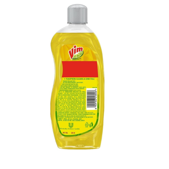 Vim Dishwash Liquid Gel Lemon 500 ml Bottle – image 2