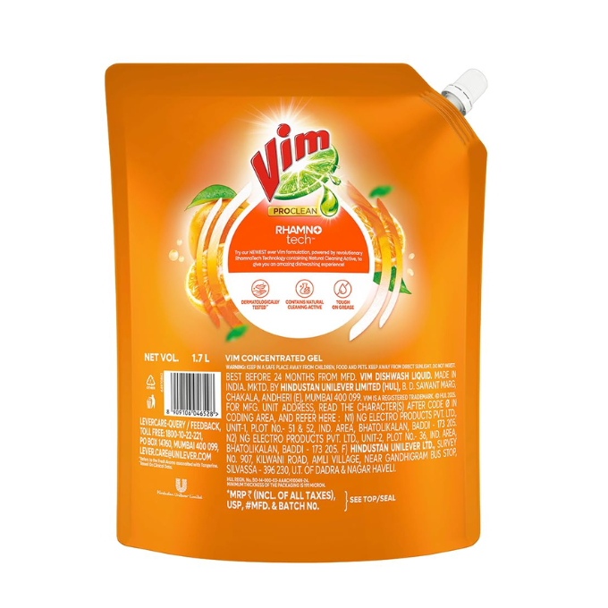 Vim ProClean Dishwash Liquid Gel with Tangerine  750 ml – image 2