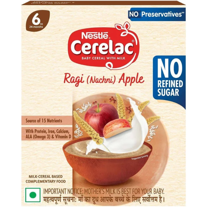 NESTLE Cerelac Ragi (Nachni) Apple Baby Food Cereal 300g – image 1