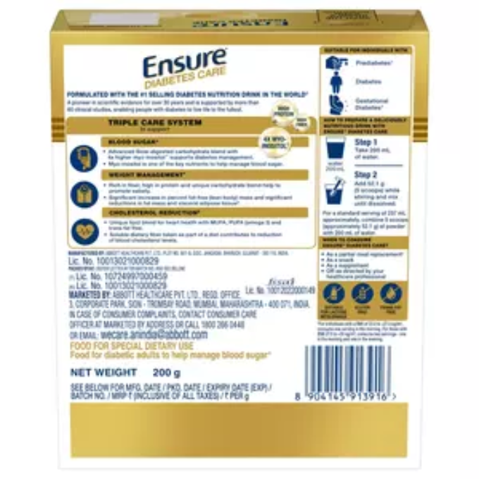 Ensure Diabetes Care Powder - Vanilla Flavour 200 gm (Refill Pack) – image 2