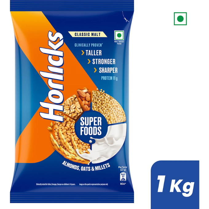 HORLICKS Nutrition Drink Pouch with Super Foods (1 kg) – image 1