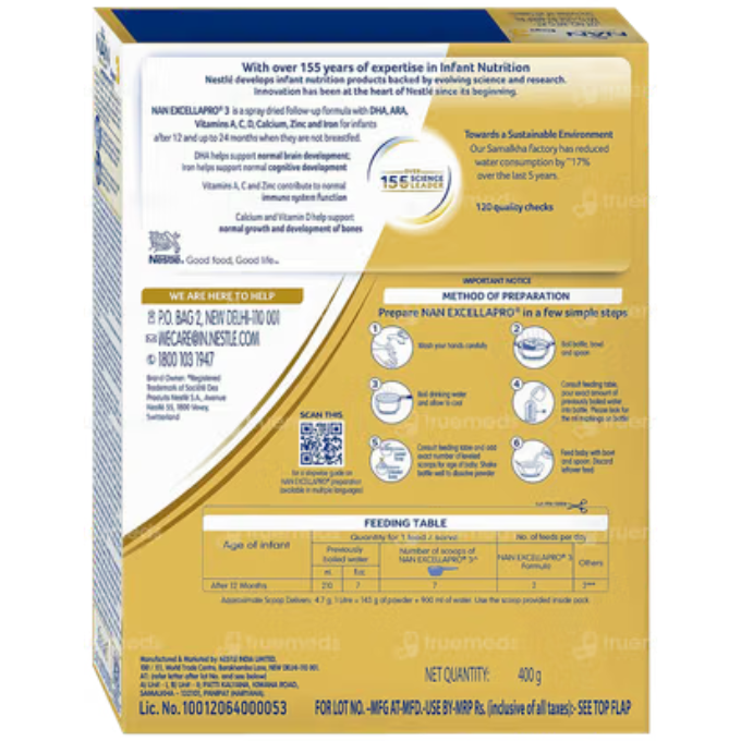 NESTLE Nan Excella Pro  Powder 400Gm (stage 3) – image 2